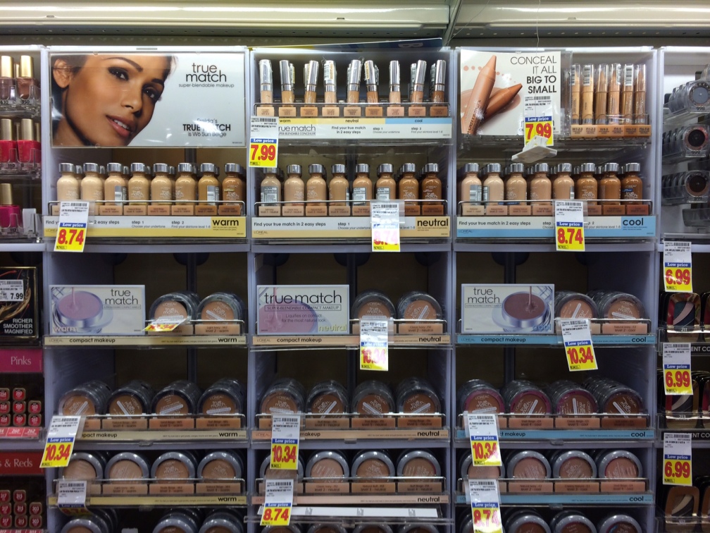Cosmetic display with effective color coding